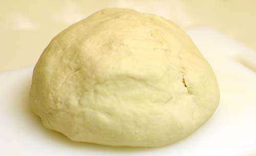 The dough in American sandwich bread after being kneaded