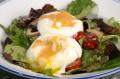 Poached Eggs Atop Mixed Greens